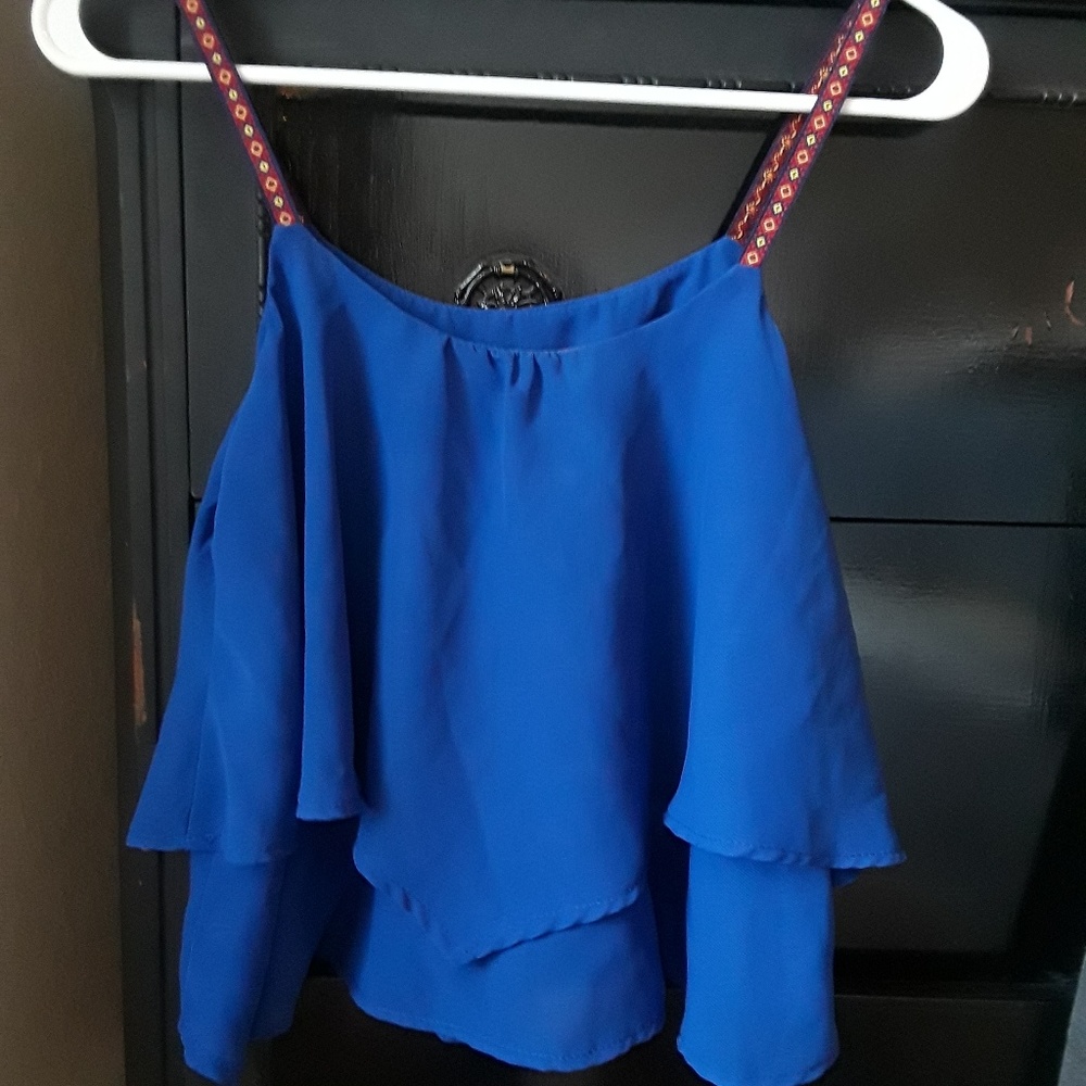 Blue layered polyester tank top